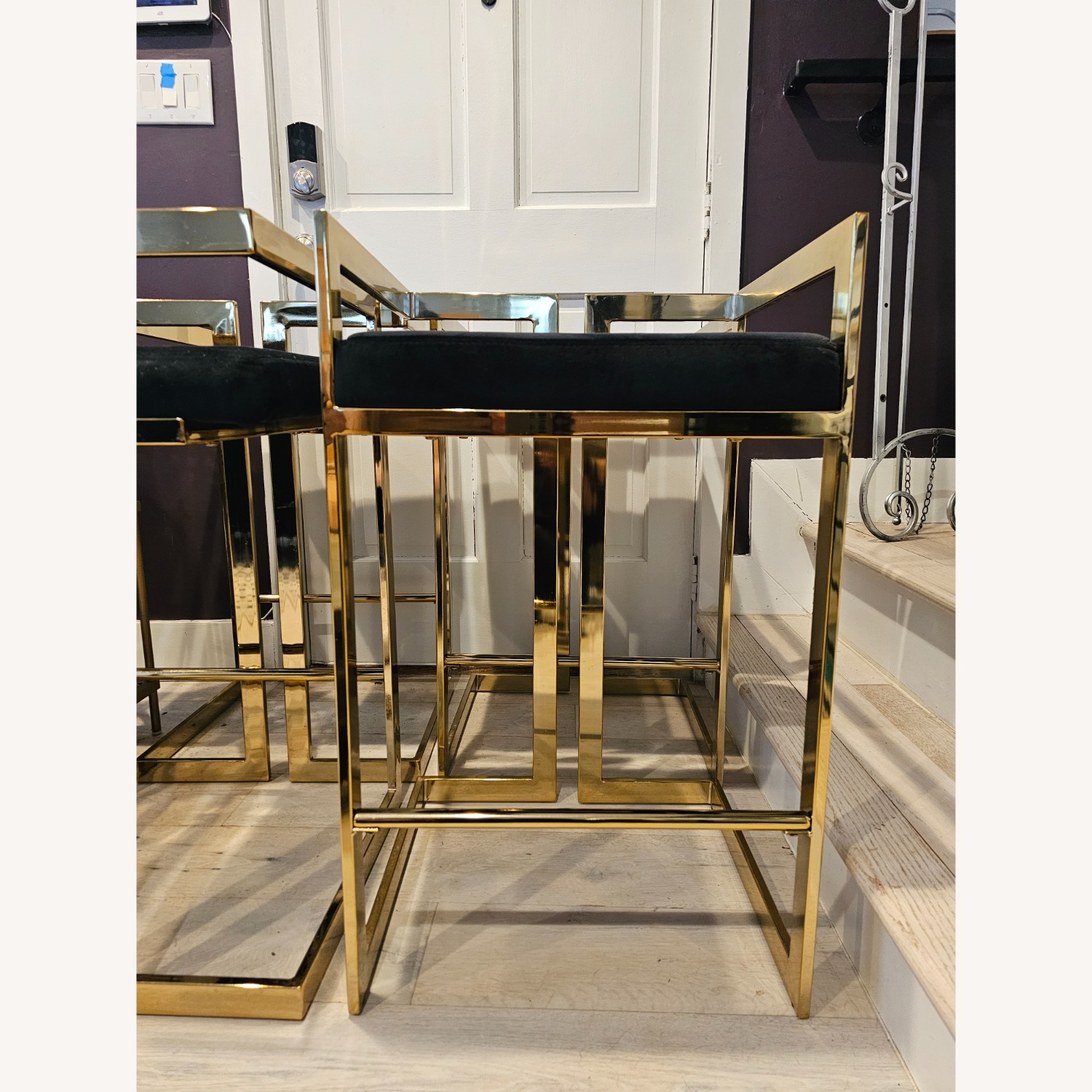 Wayfair 4 Gold and Black Metal Stools - image-5