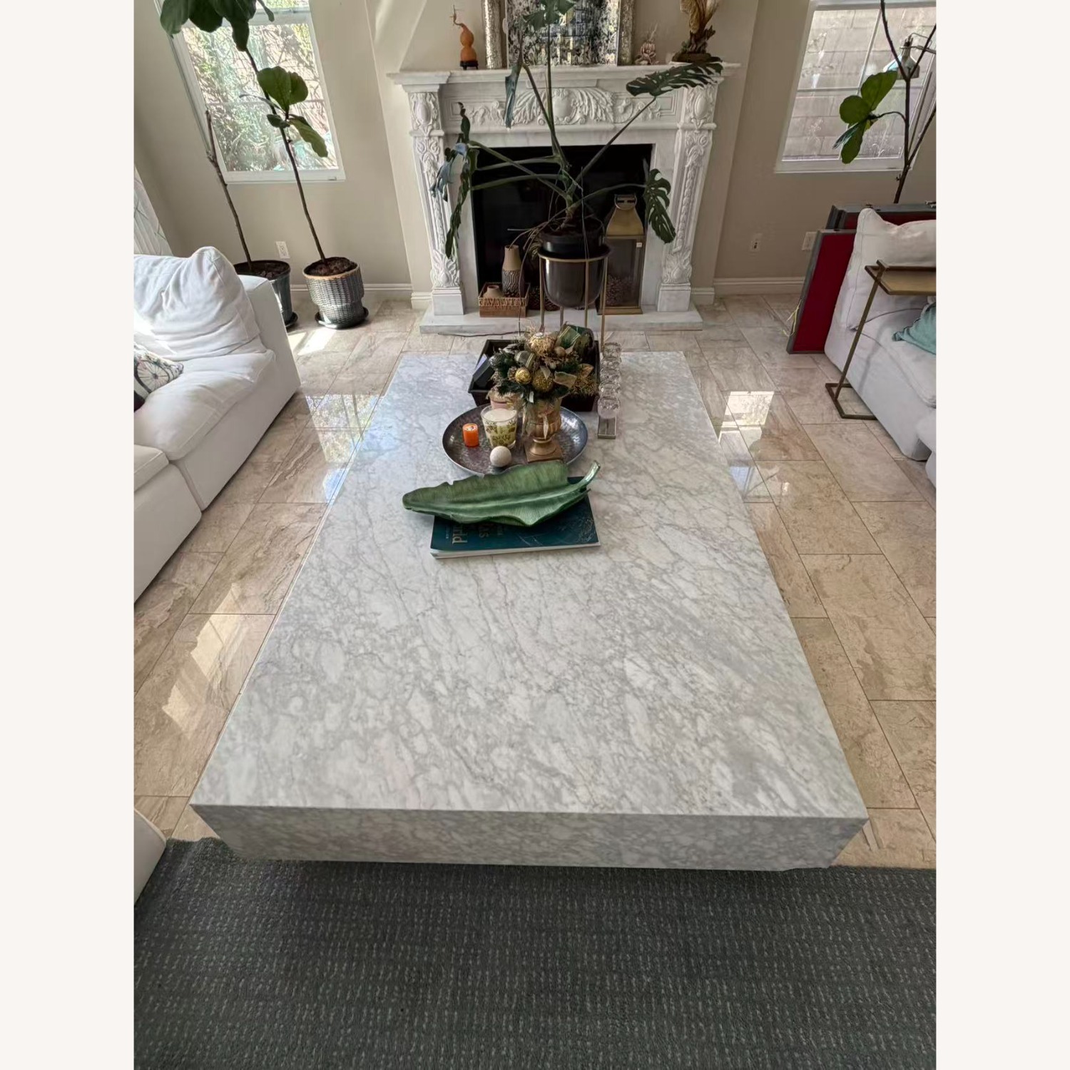 Restoration Hardware Marble Coffee Table - image-1