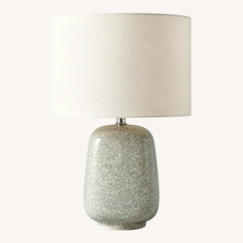 Used Blue and White Reactive Glaze Ceramic Table Lamp for sale on AptDeco