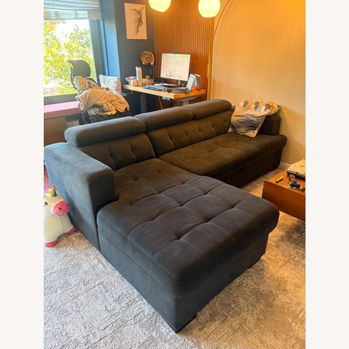 Used Dark Blue Grey Sofa Sleeper Sectional for sale on AptDeco