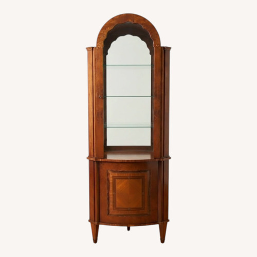 Used Vintage Italian Inlaid Corner Vitrine / Curio Cabinet for sale on AptDeco