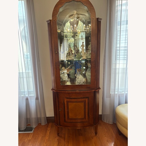 Used Vintage Italian Inlaid Corner Vitrine / Curio Cabinet for sale on AptDeco