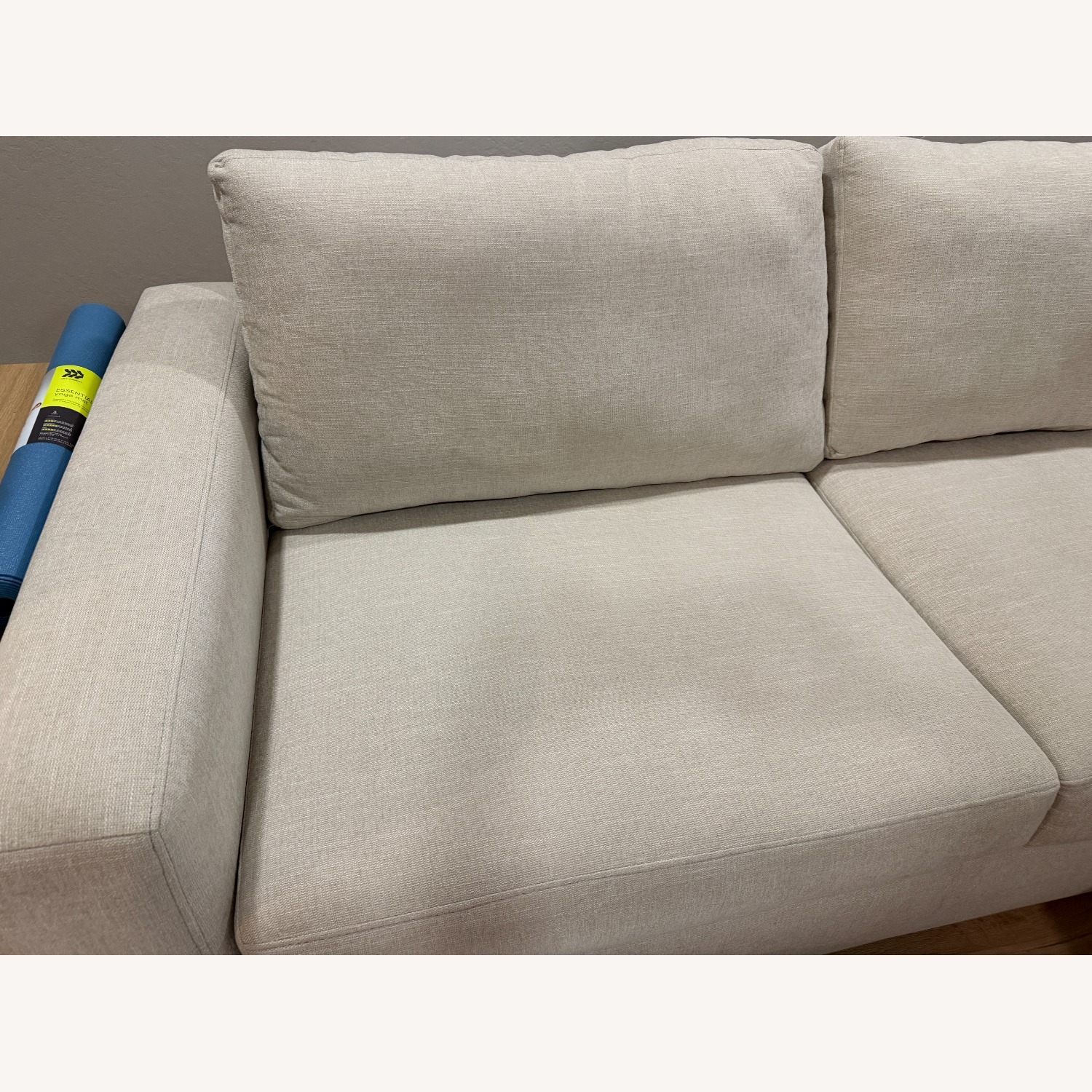 Living Spaces Couch Beige Fabric 86" - image-3