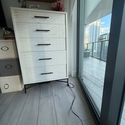 Used West Elm Wood Tiled 5-Drawer Dresser for sale on AptDeco