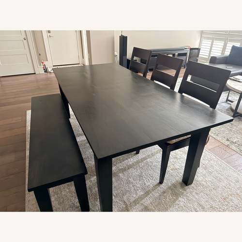 Used Crate & Barrel Basque Dark Brown Wood Dining Set for sale on AptDeco