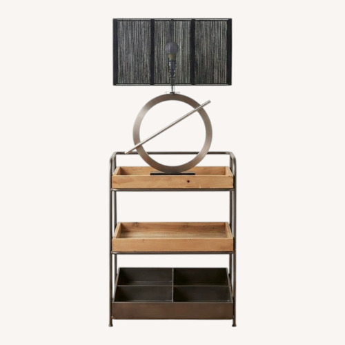 Used Natural Wood and Cast Iron Rolling Cart for sale on AptDeco