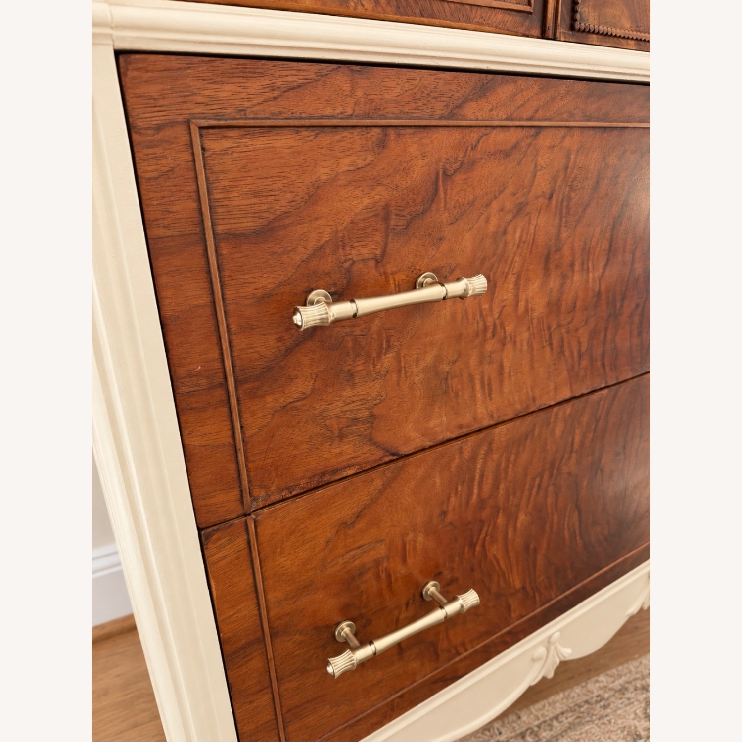 Vintage Walnut & Cream Dresser - image-4