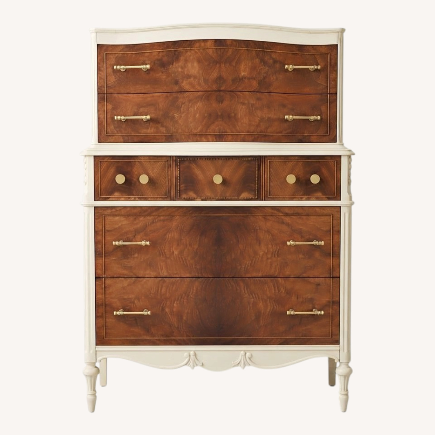 Vintage Walnut & Cream Dresser - image-5