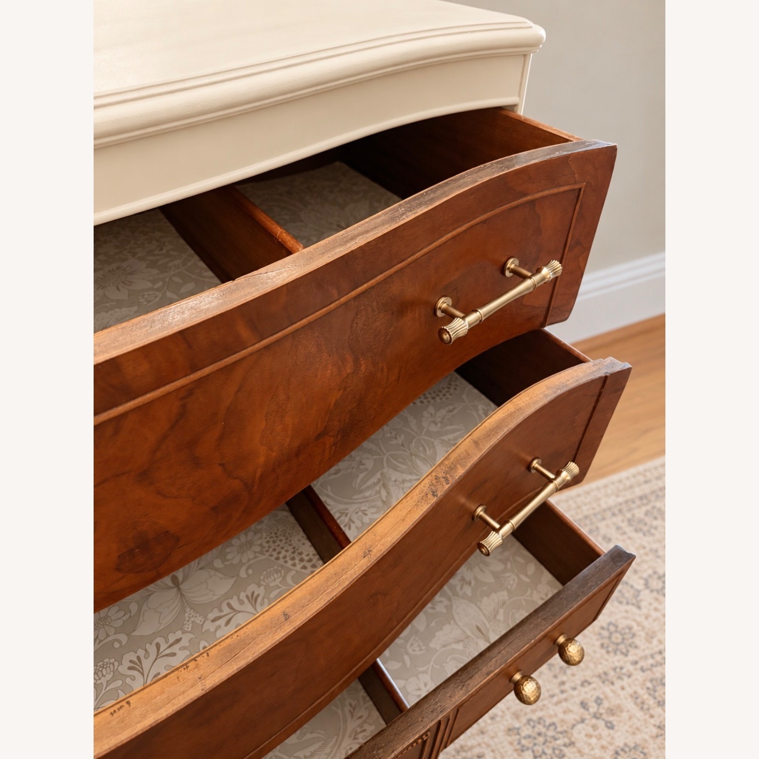 Vintage Walnut & Cream Dresser - image-11