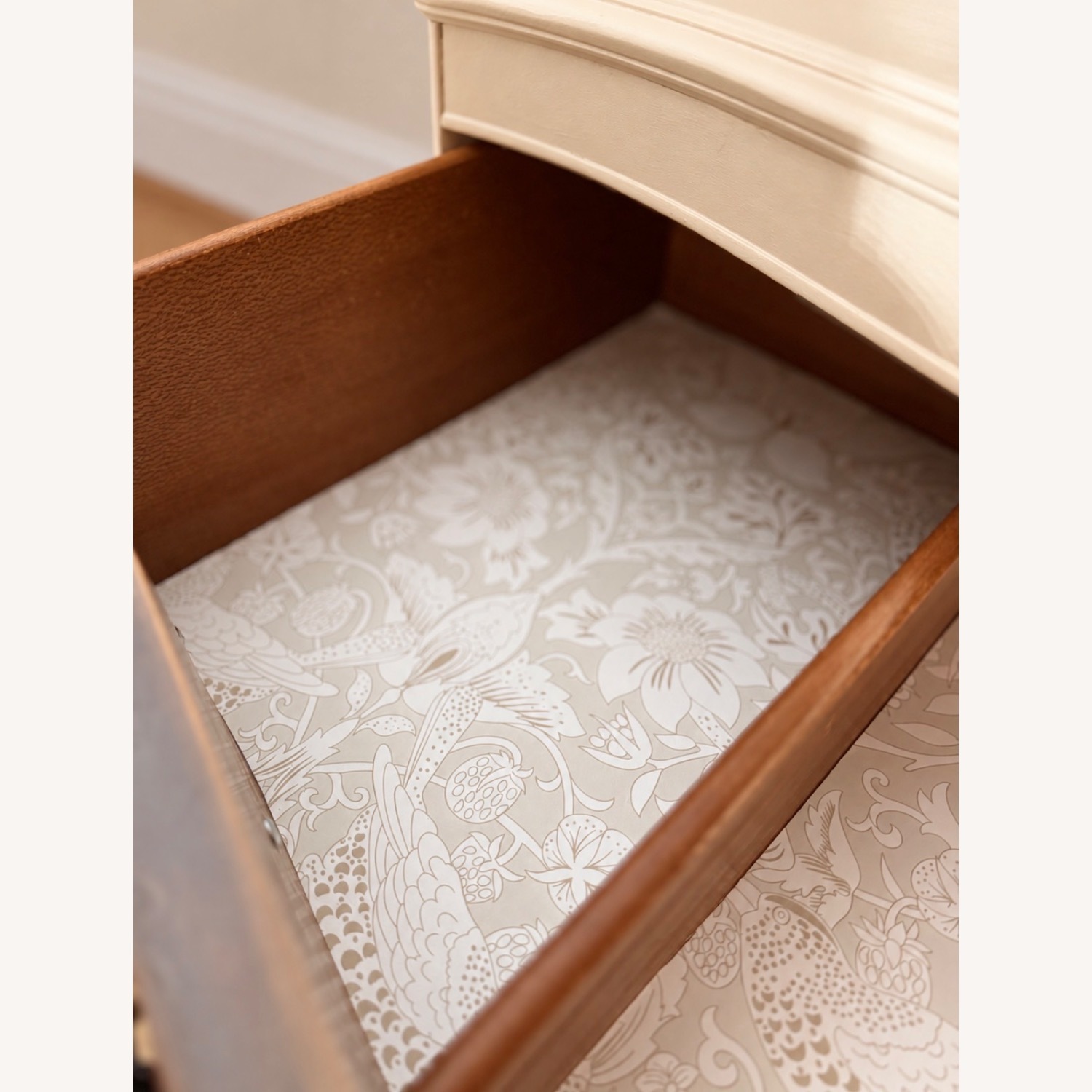 Vintage Walnut & Cream Dresser - image-3