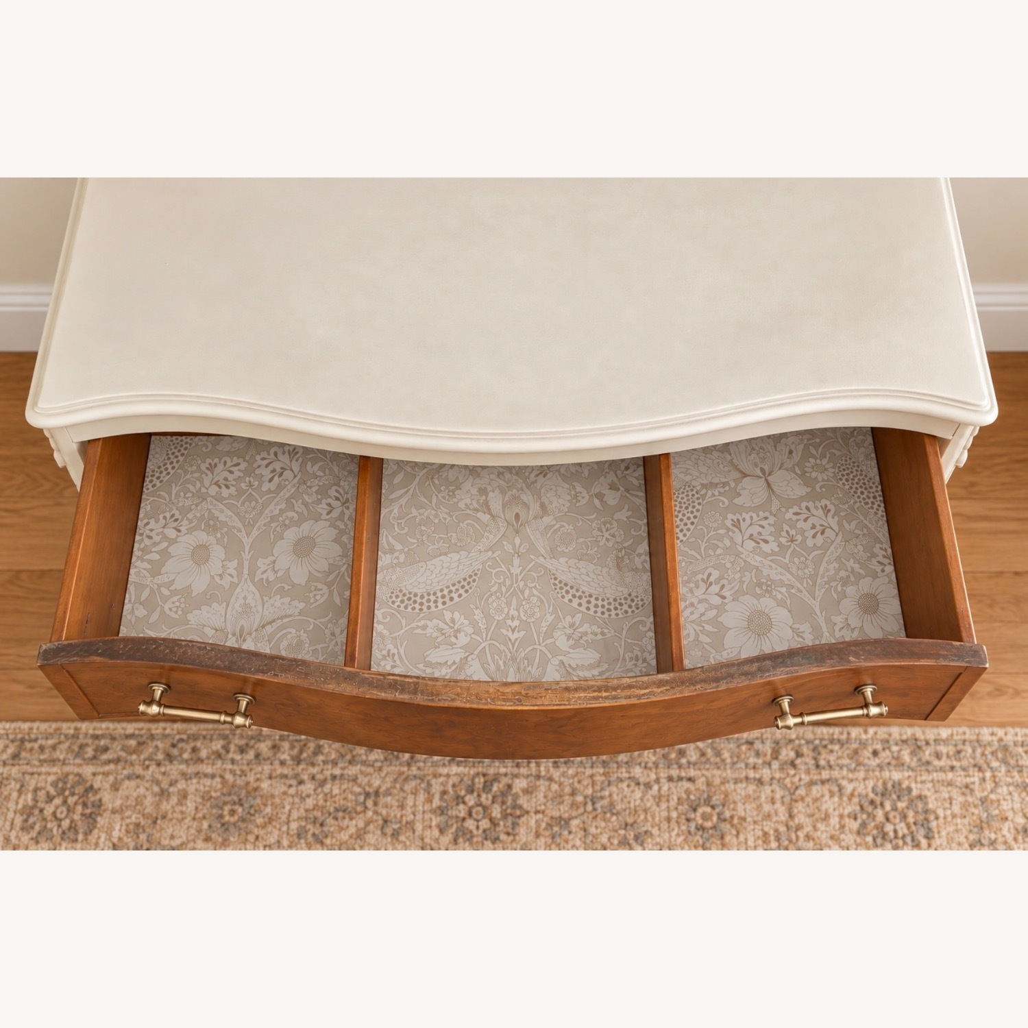 Vintage Walnut & Cream Dresser - image-2