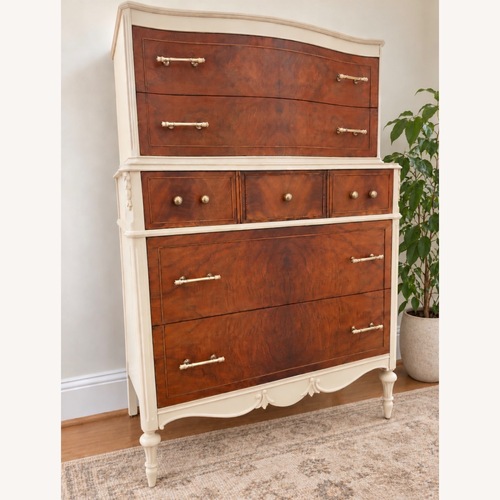 Used Vintage Walnut & Cream Dresser for sale on AptDeco