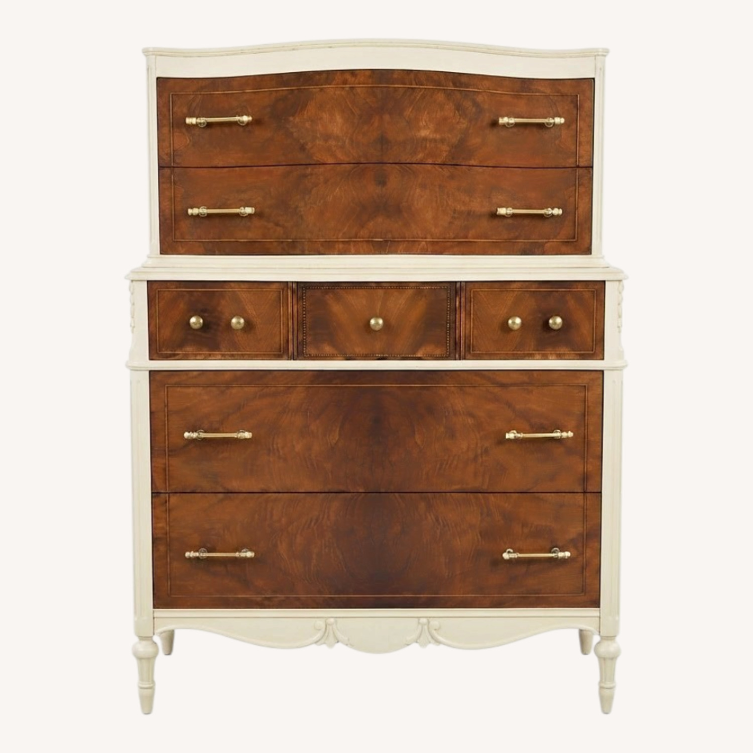Vintage Walnut & Cream Dresser - image-0