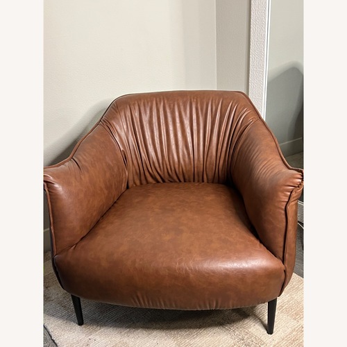 Used Wayfair Dark Brown Faux Leather Armchair for sale on AptDeco