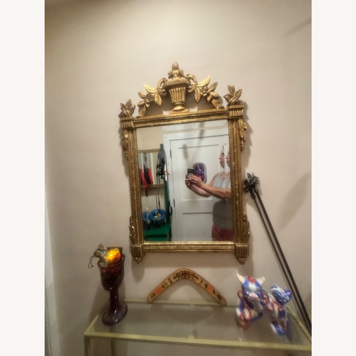 Used Antique Gilt Gold Beveled Mirror with Urn Top for sale on AptDeco