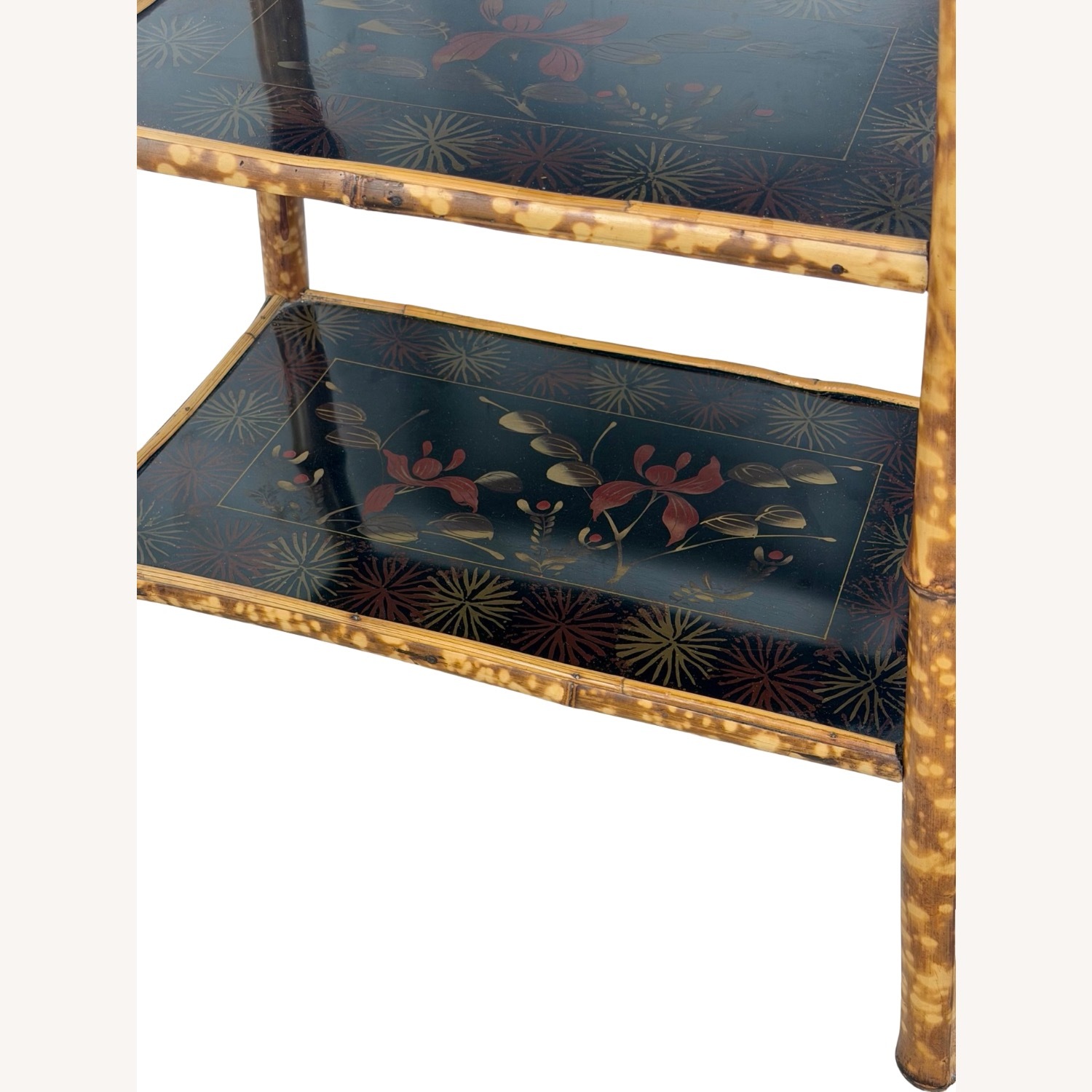Antique Tiger Bamboo Three-Tier Side Table - image-9