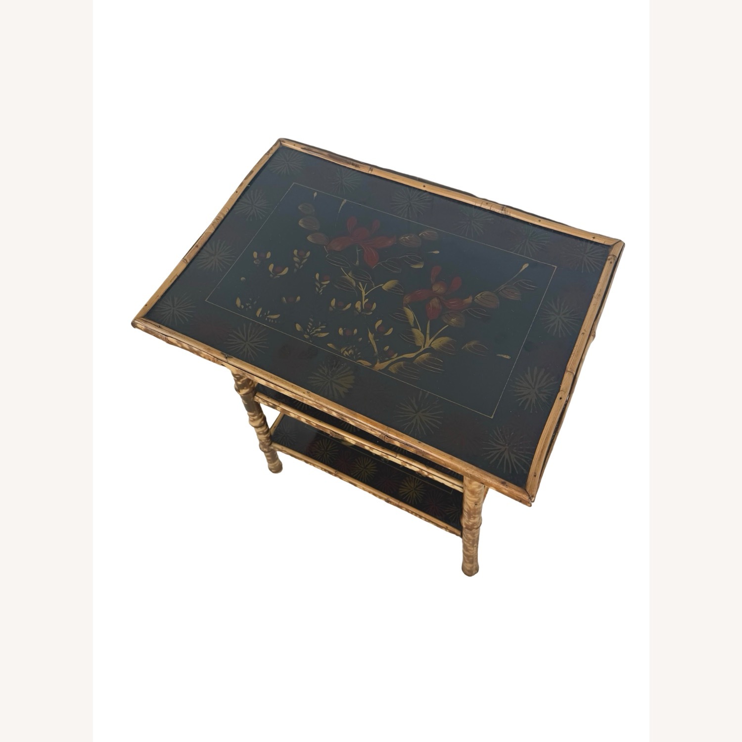 Antique Tiger Bamboo Three-Tier Side Table - image-4
