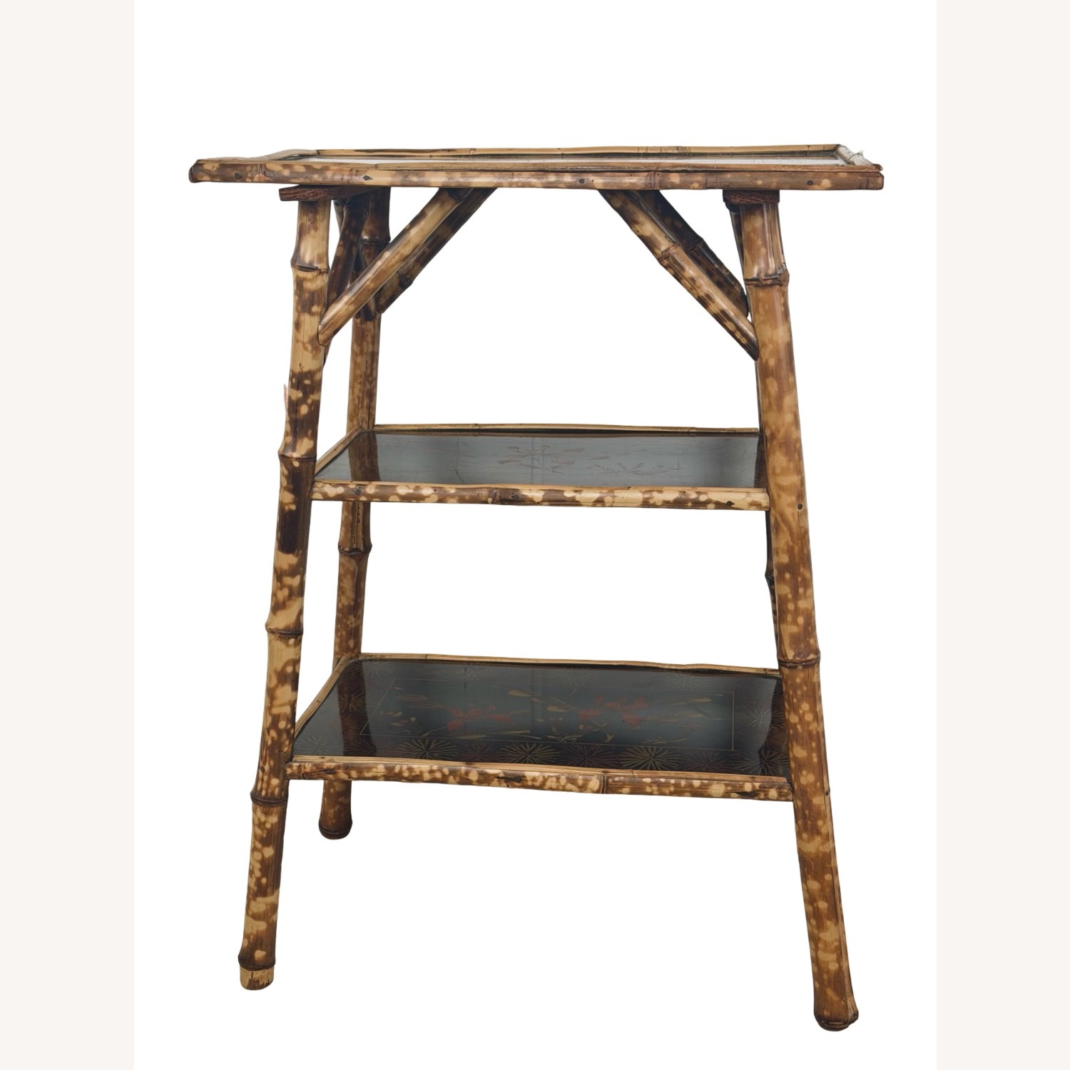 Antique Tiger Bamboo Three-Tier Side Table - image-11