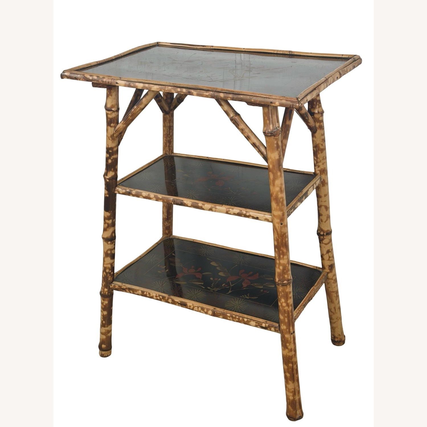 Antique Tiger Bamboo Three-Tier Side Table - image-12