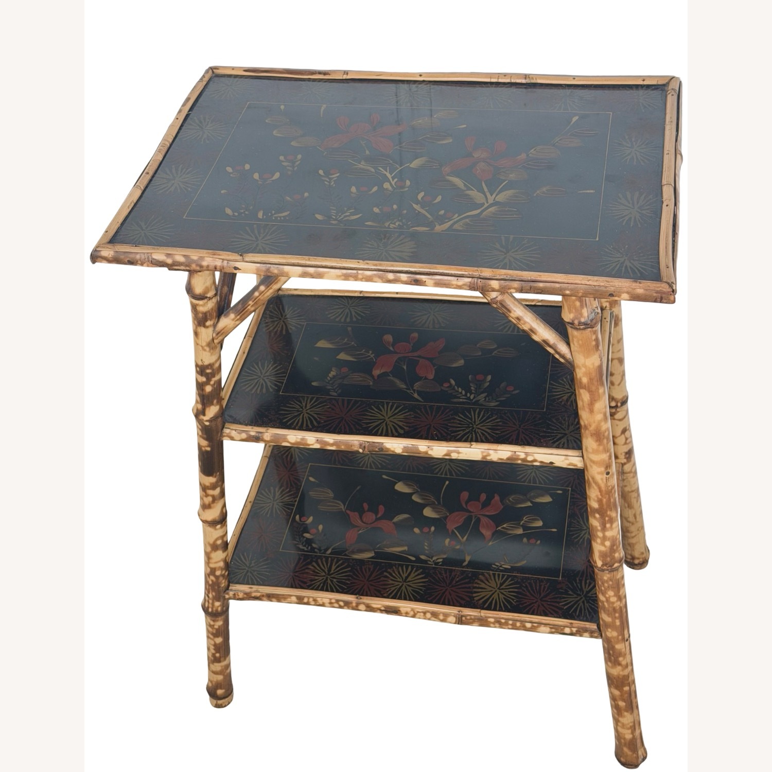 Antique Tiger Bamboo Three-Tier Side Table - image-10