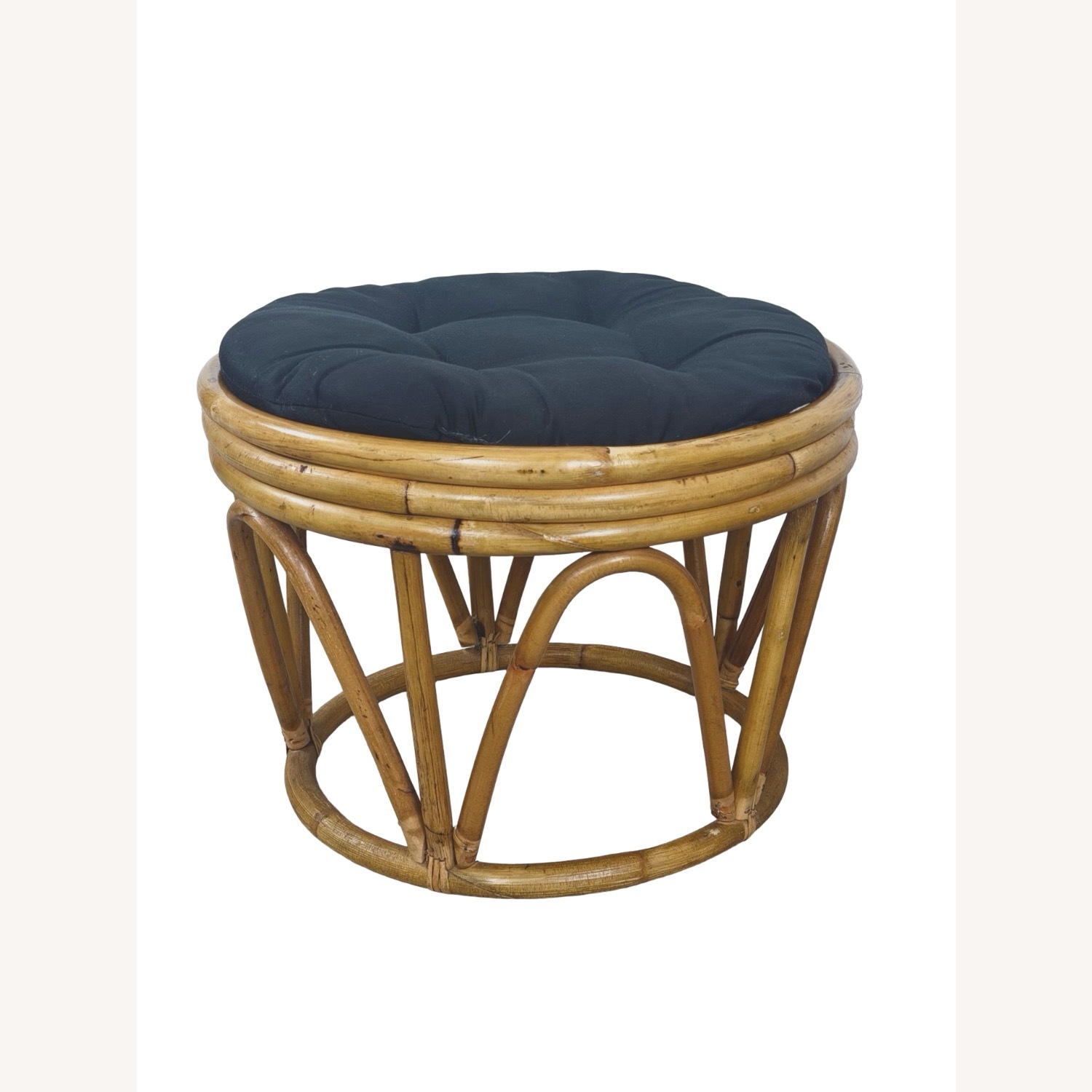Pair of Vintage Round Rattan Footstools - image-4