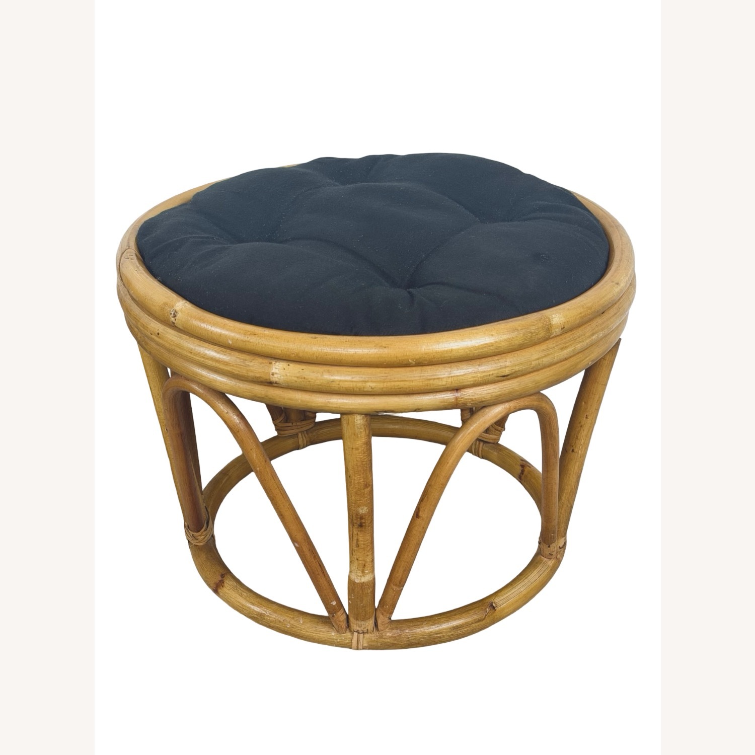 Pair of Vintage Round Rattan Footstools - image-6