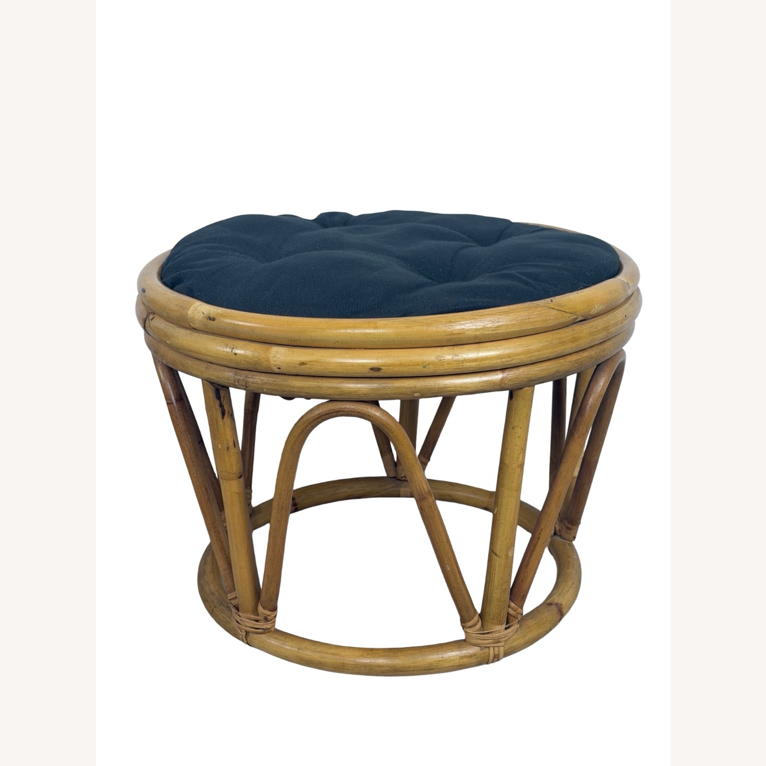 Pair of Vintage Round Rattan Footstools - image-17
