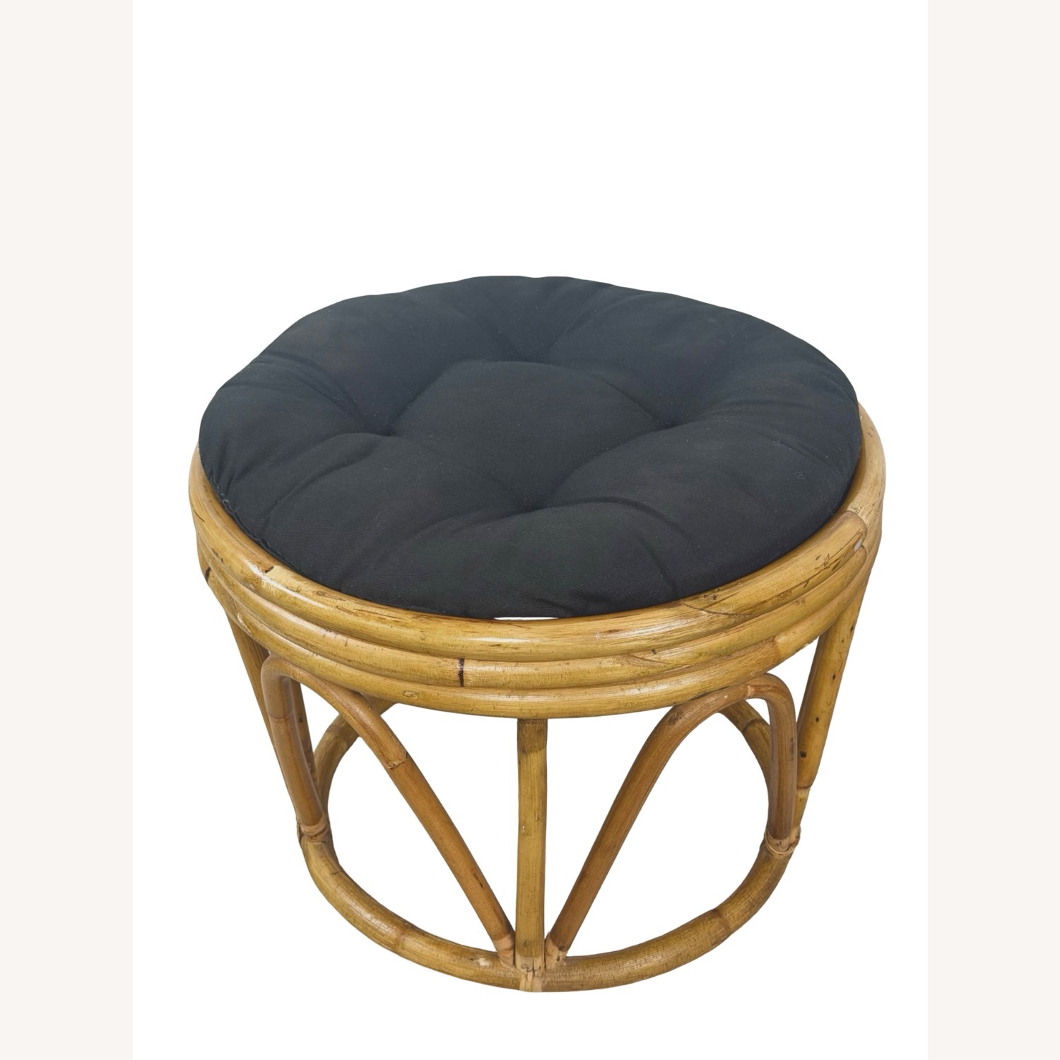 Pair of Vintage Round Rattan Footstools - image-14