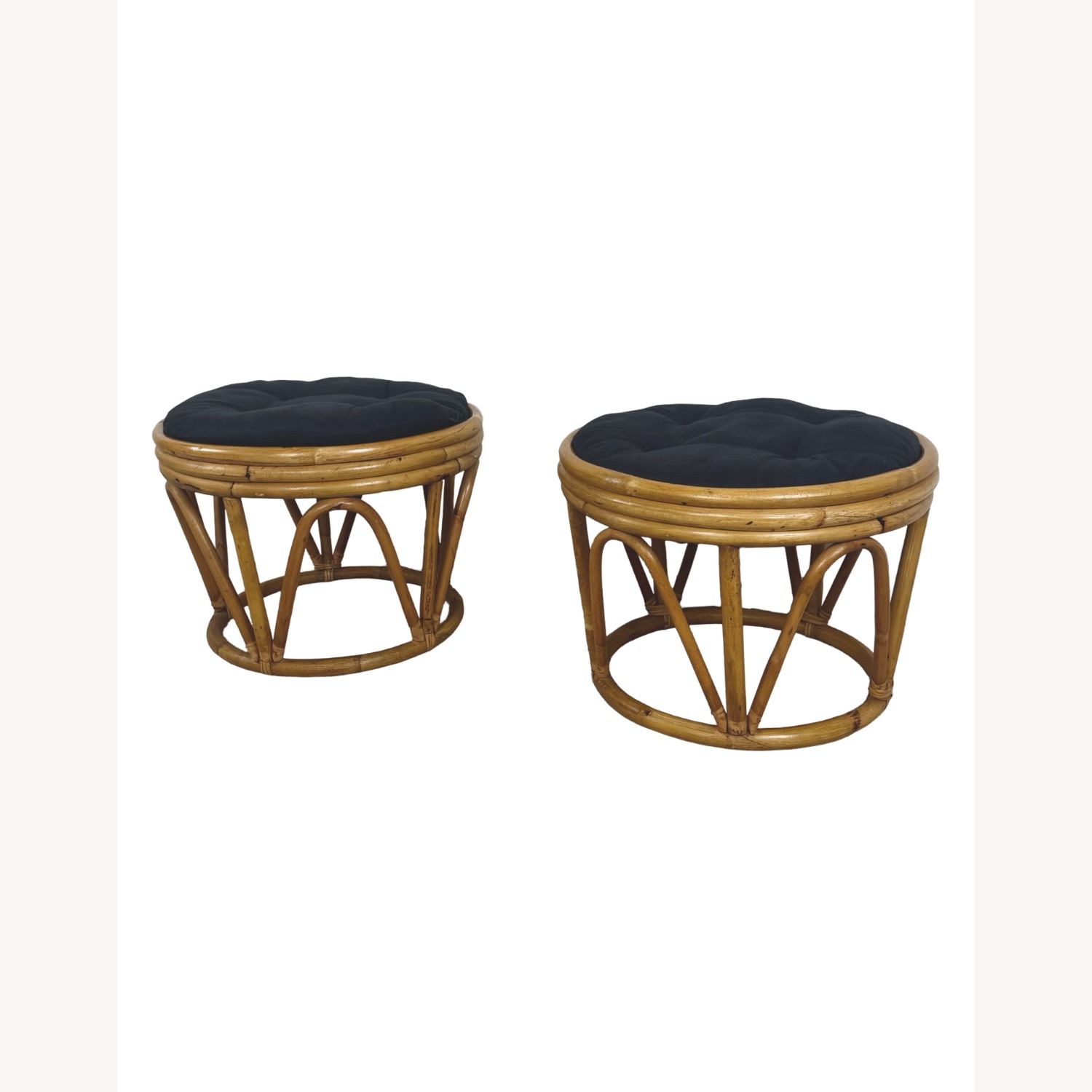 Pair of Vintage Round Rattan Footstools - image-21