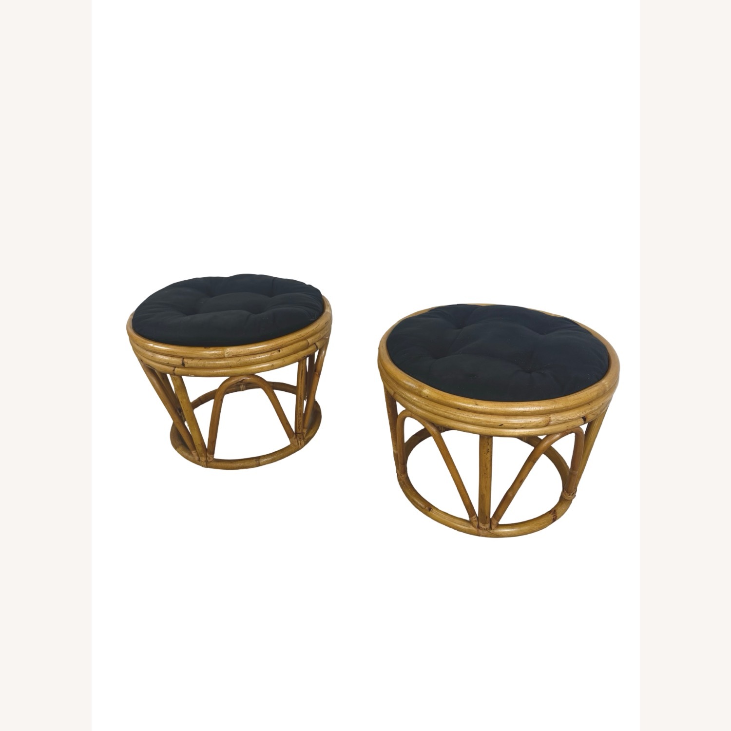 Pair of Vintage Round Rattan Footstools - image-20