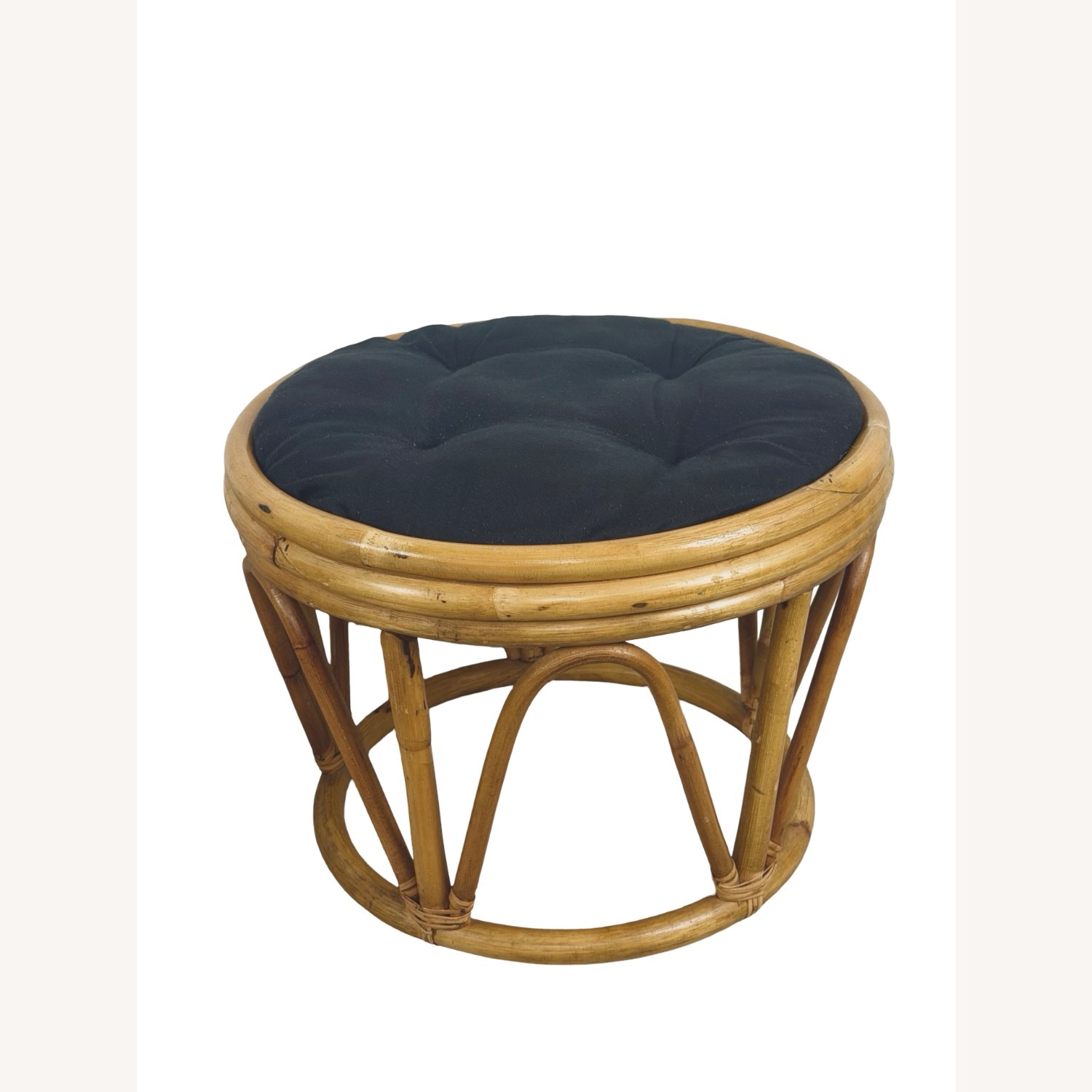 Pair of Vintage Round Rattan Footstools - image-12