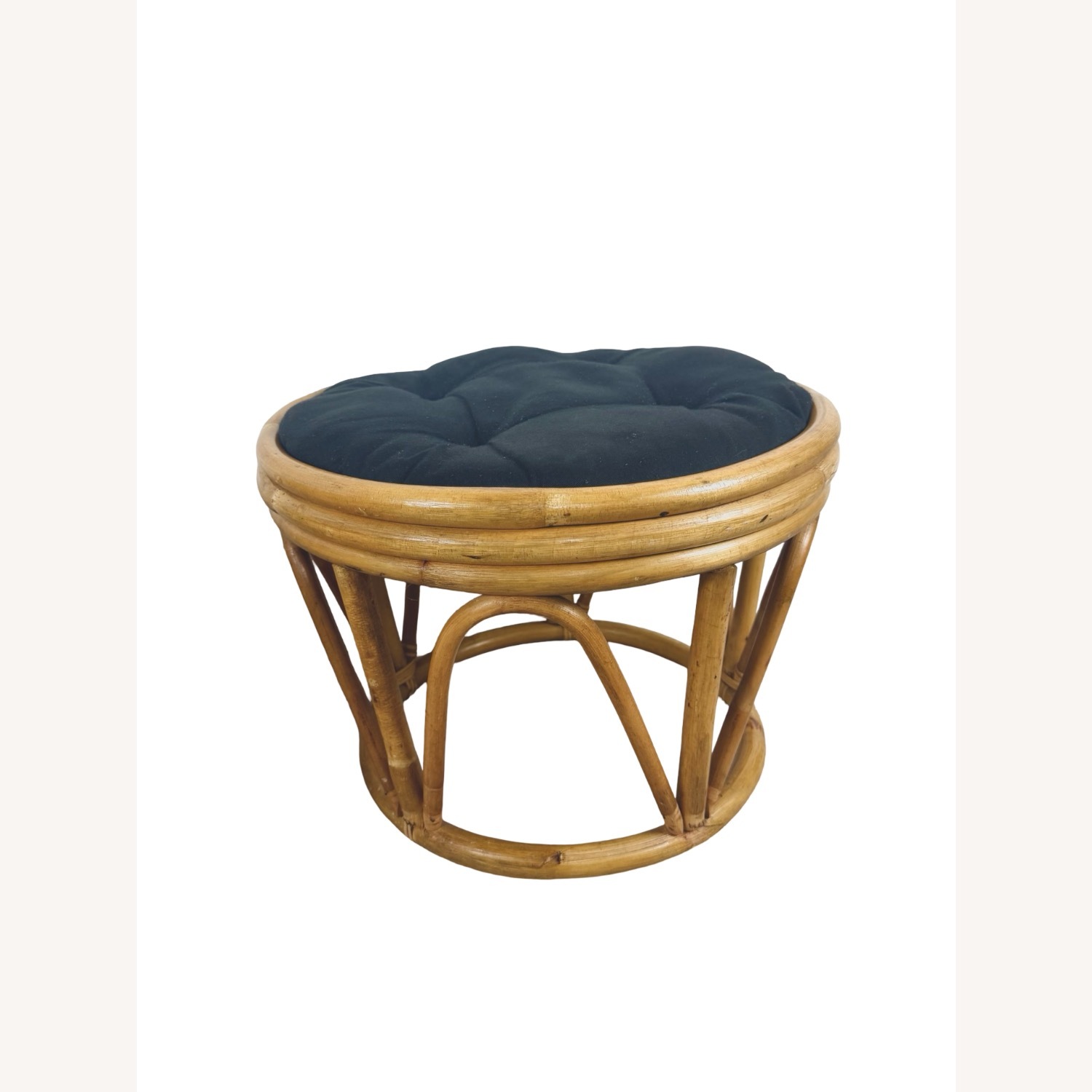 Pair of Vintage Round Rattan Footstools - image-2