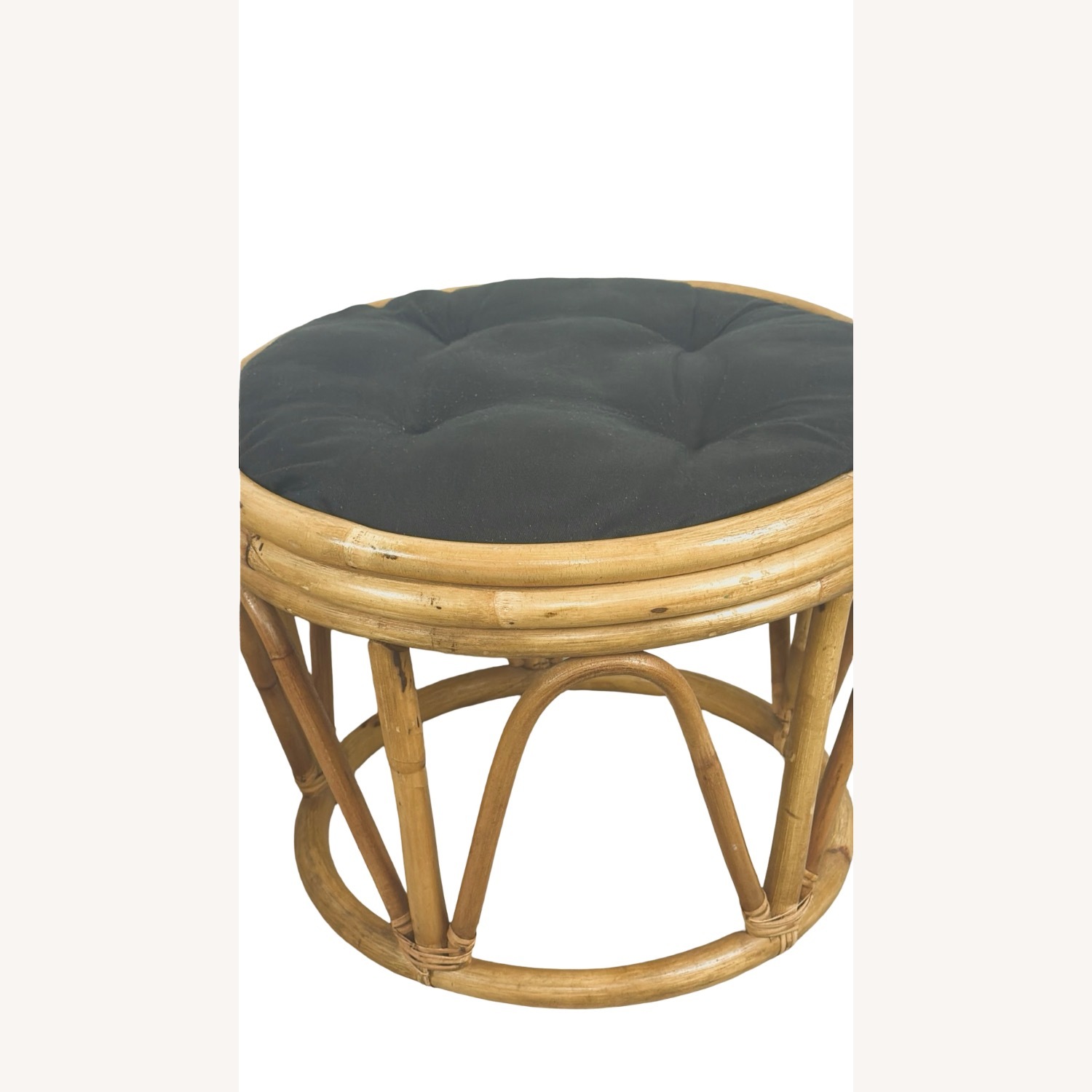Pair of Vintage Round Rattan Footstools - image-13