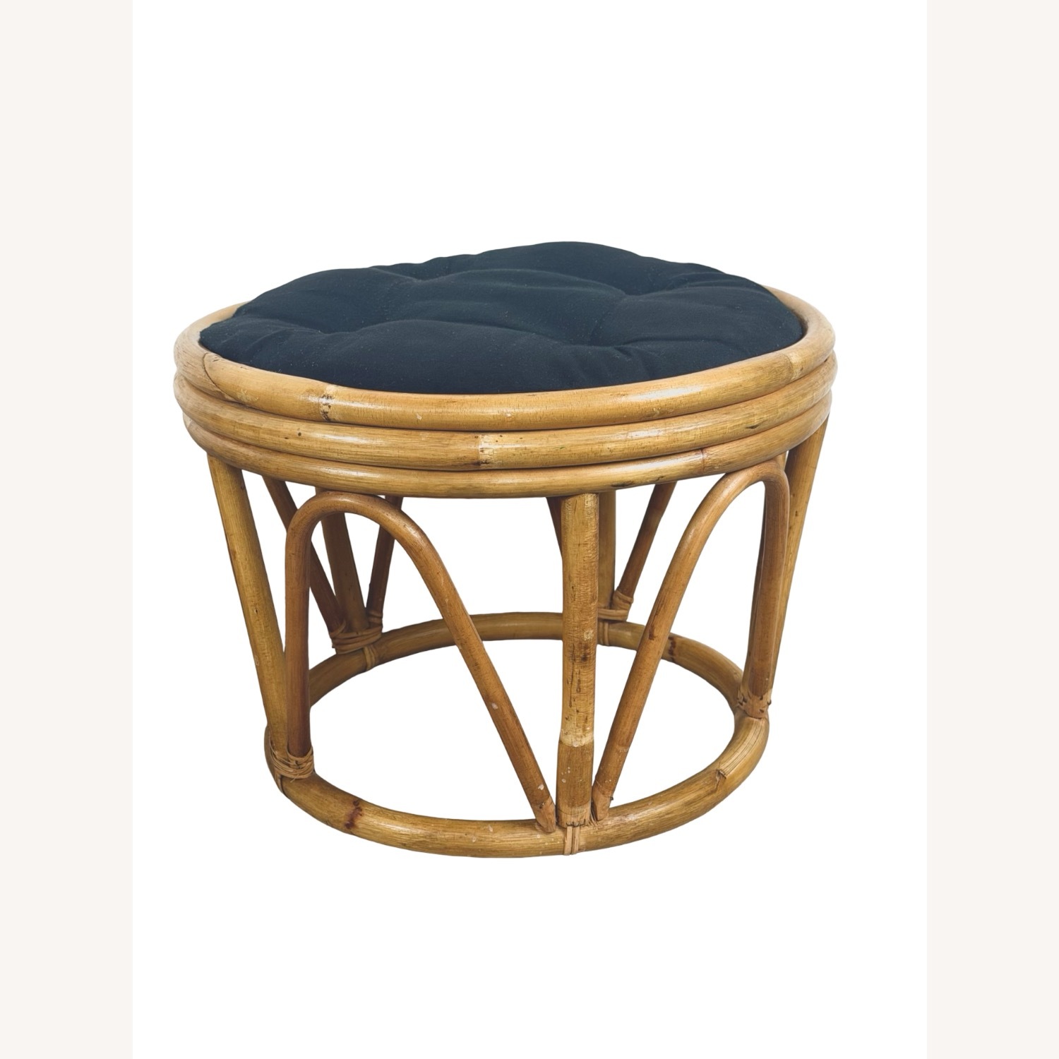 Pair of Vintage Round Rattan Footstools - image-3