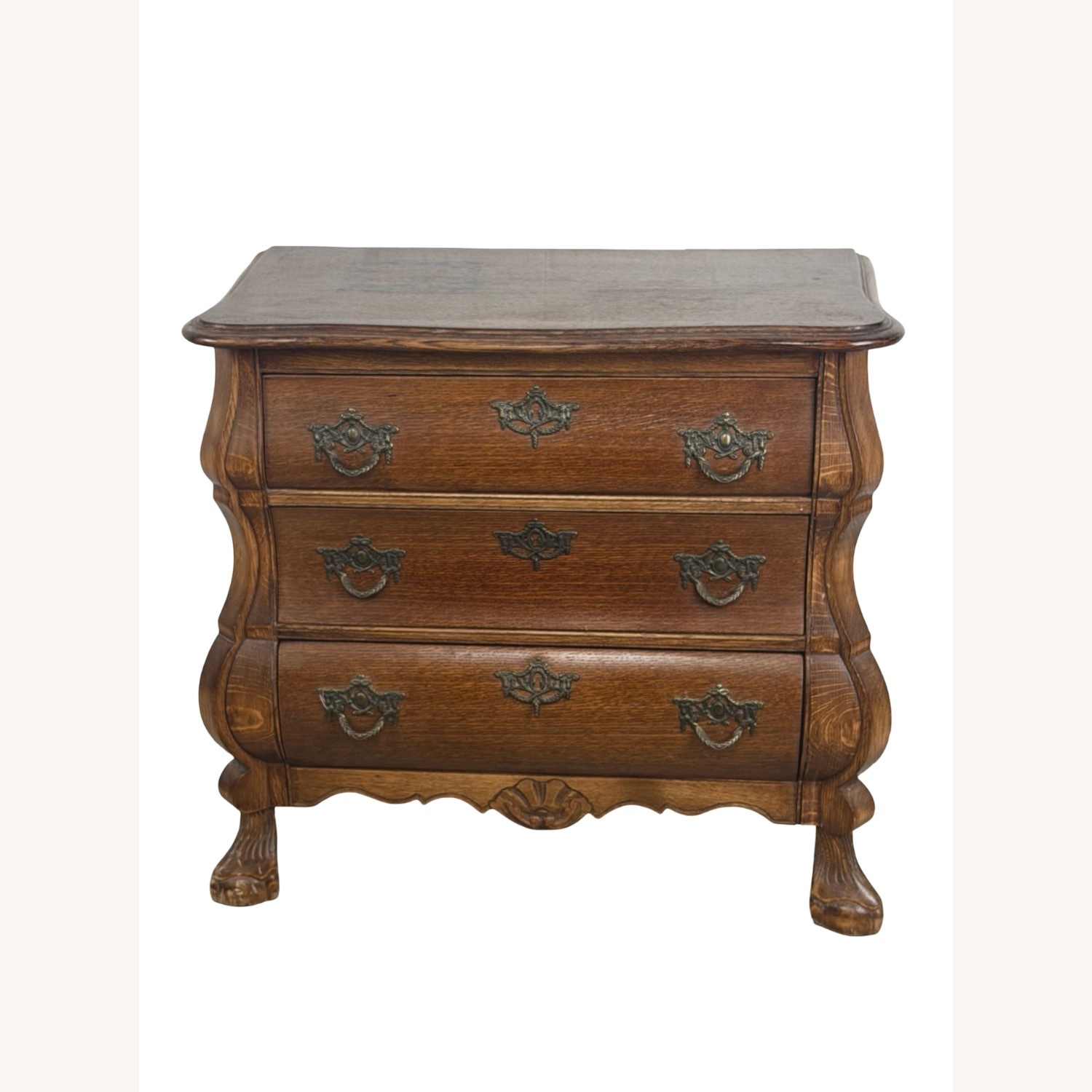 Vintage Oak Bombé Three-Drawer Chest - image-3