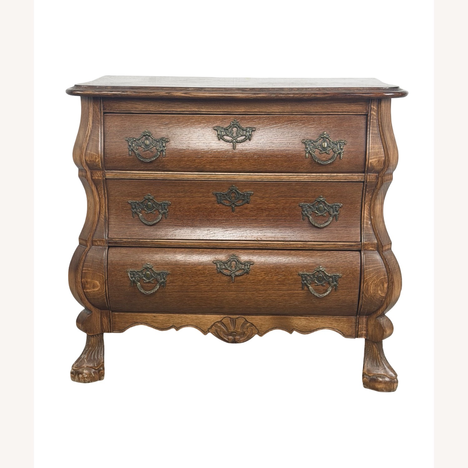Vintage Oak Bombé Three-Drawer Chest - image-2