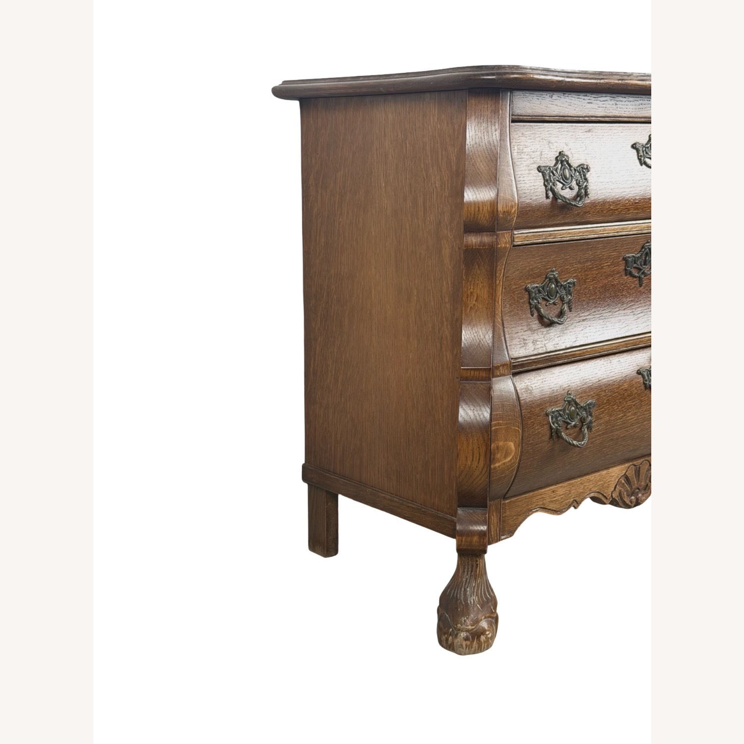 Vintage Oak Bombé Three-Drawer Chest - image-6
