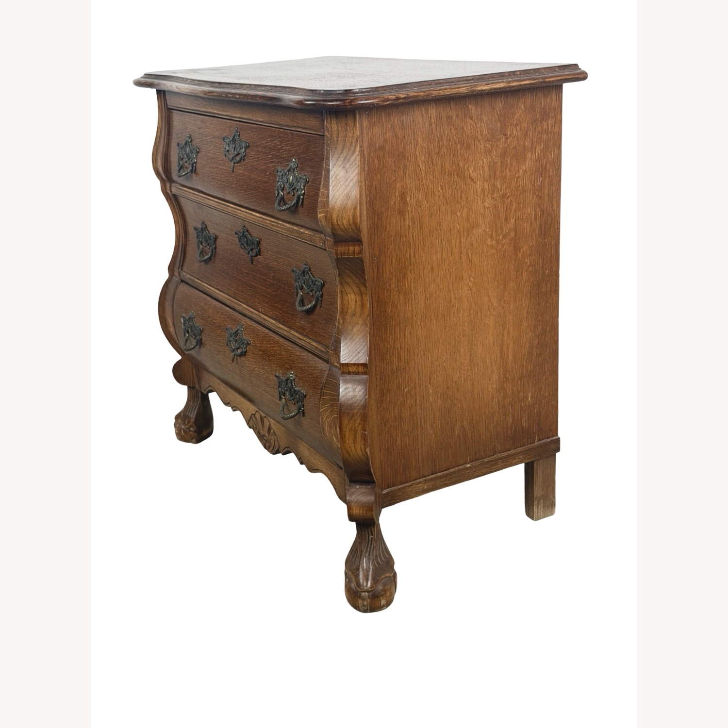 Vintage Oak Bombé Three-Drawer Chest - image-10