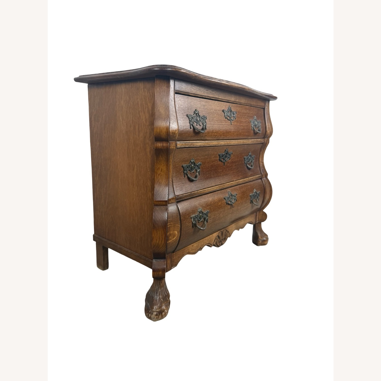 Vintage Oak Bombé Three-Drawer Chest - image-16