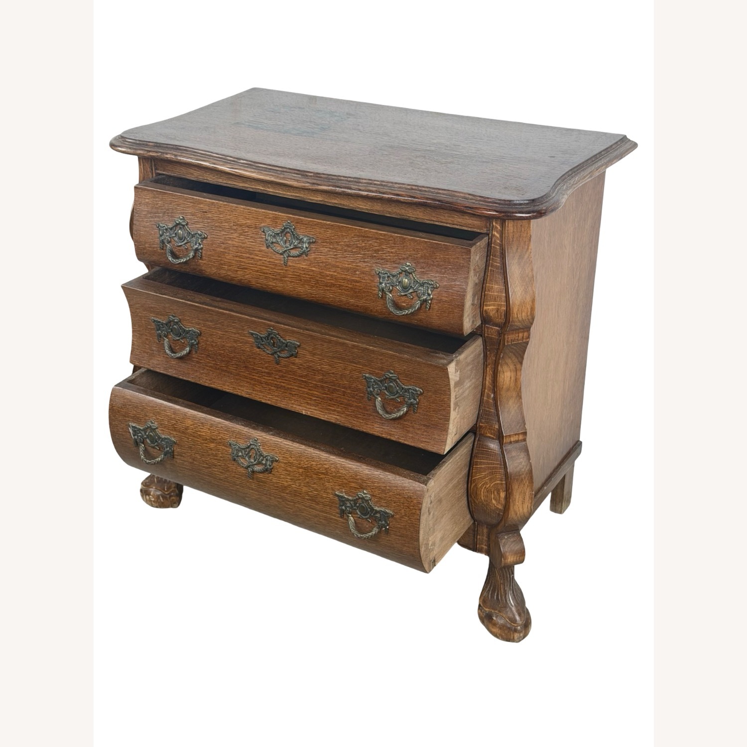 Vintage Oak Bombé Three-Drawer Chest - image-8