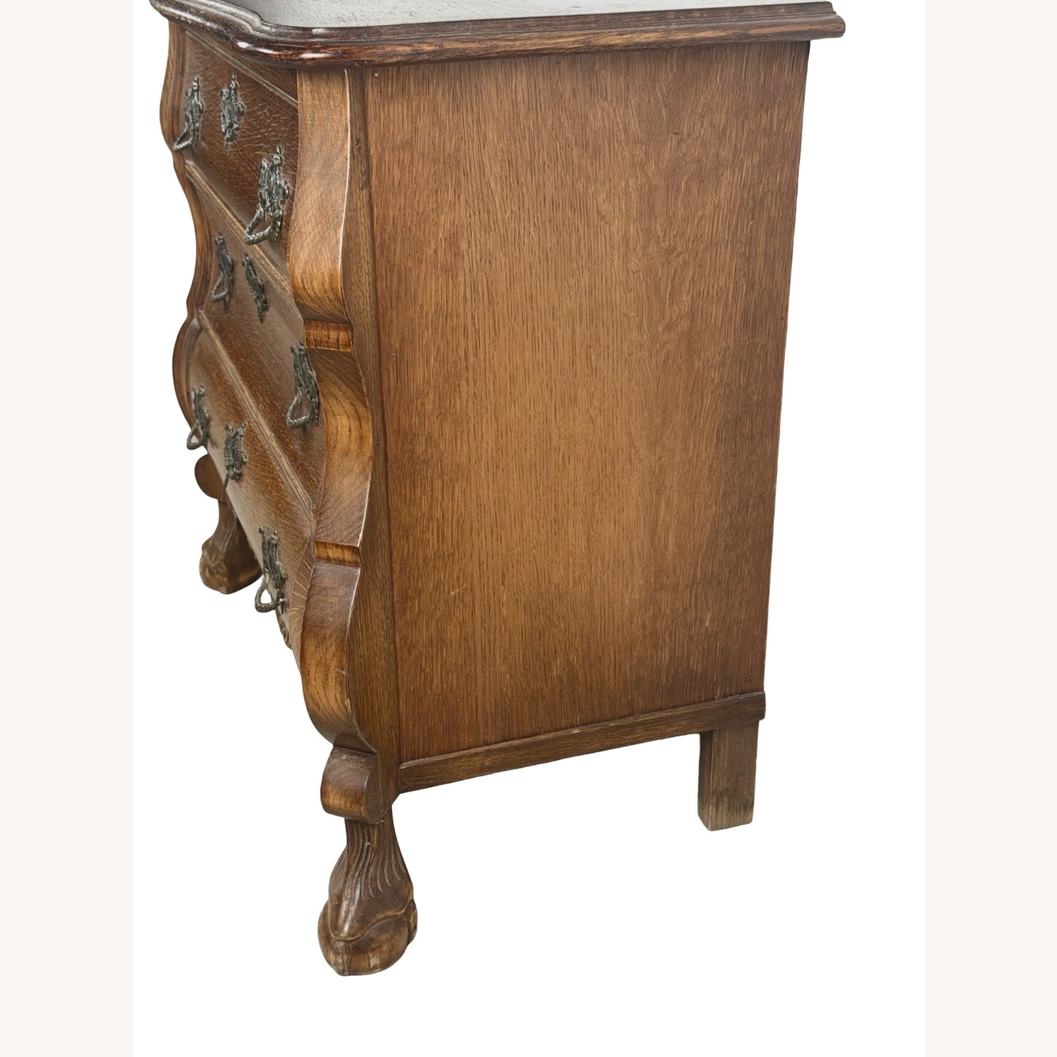 Vintage Oak Bombé Three-Drawer Chest - image-7