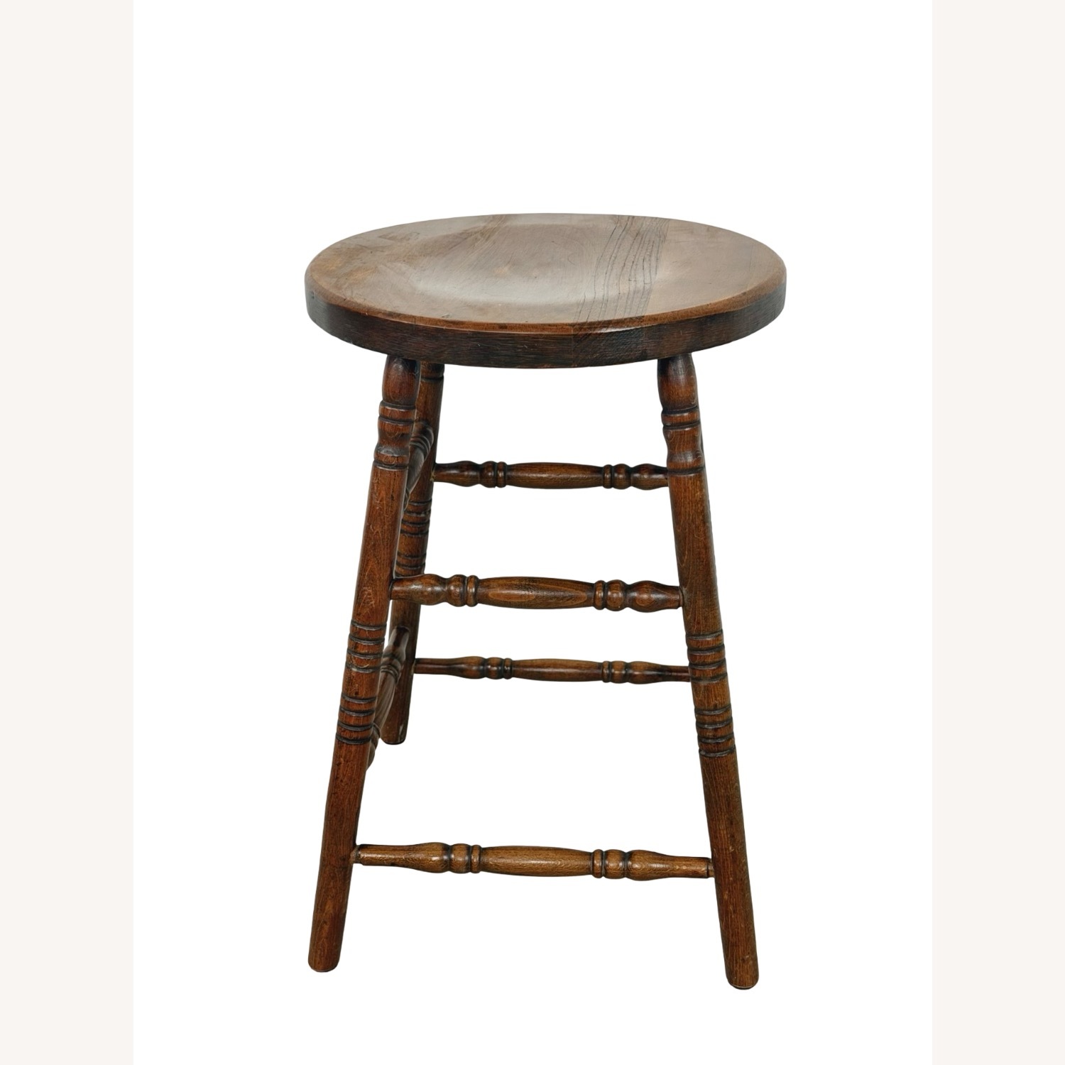 Antique Farmhouse Stool with Turned Legs - image-8