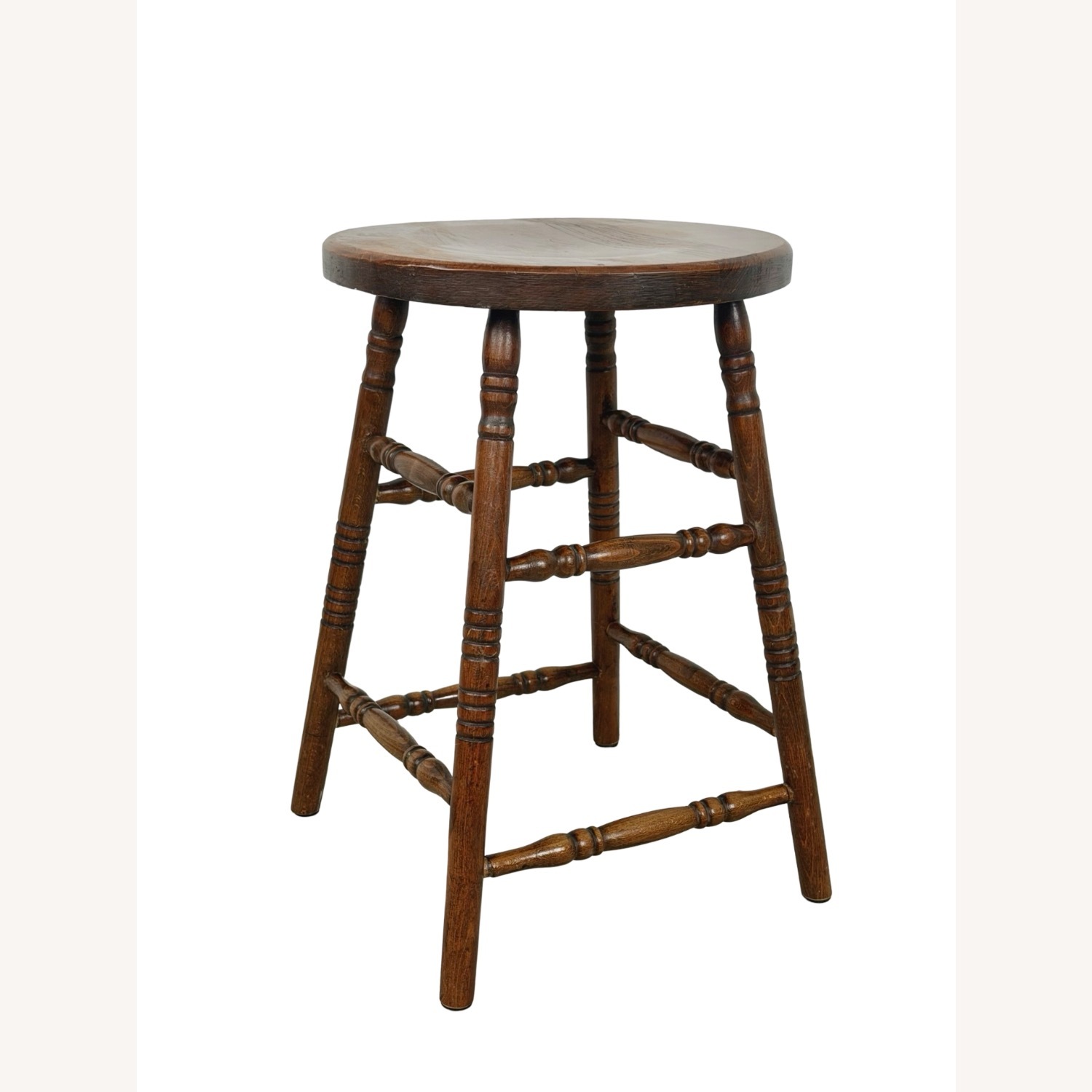 Antique Farmhouse Stool with Turned Legs - image-1