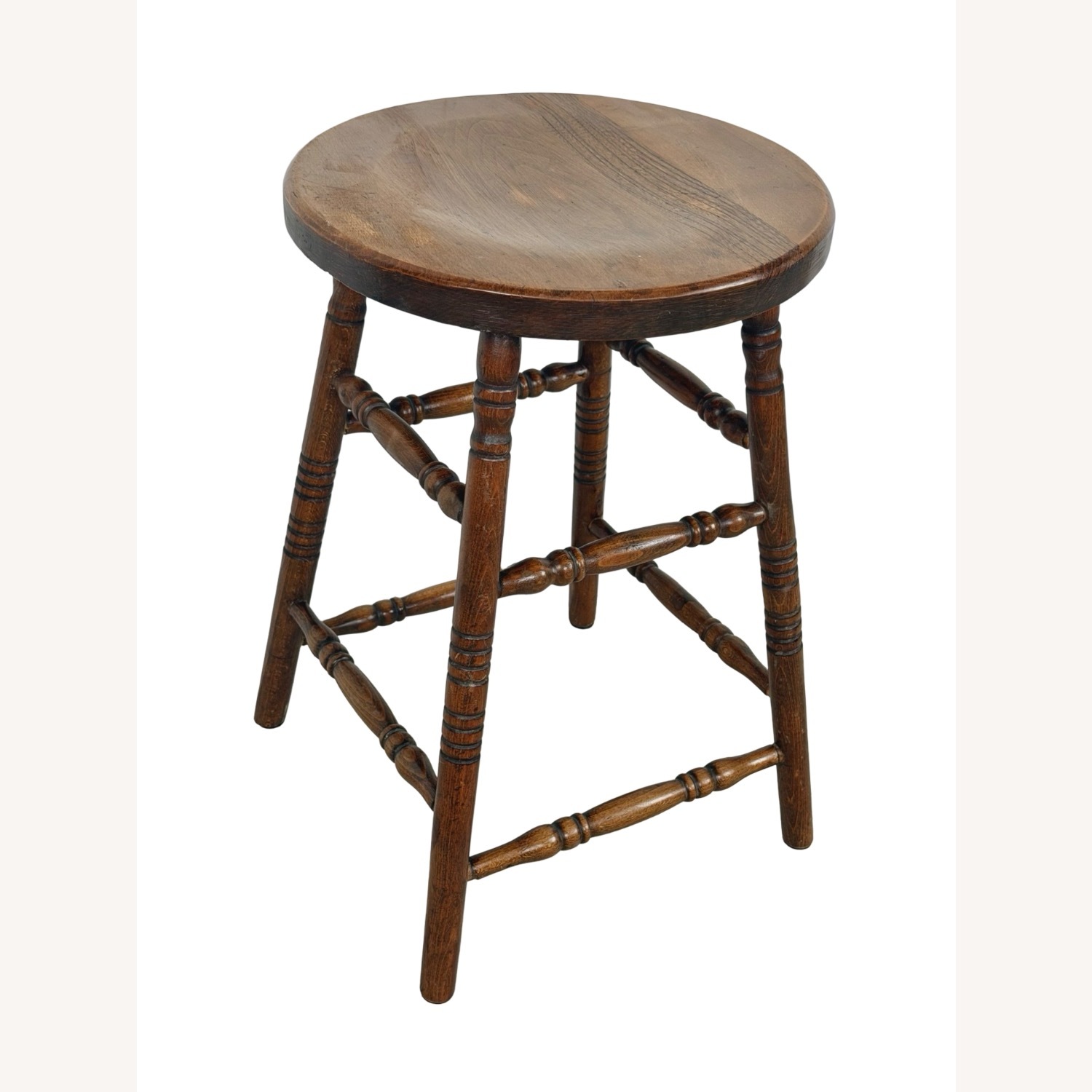 Antique Farmhouse Stool with Turned Legs - image-5