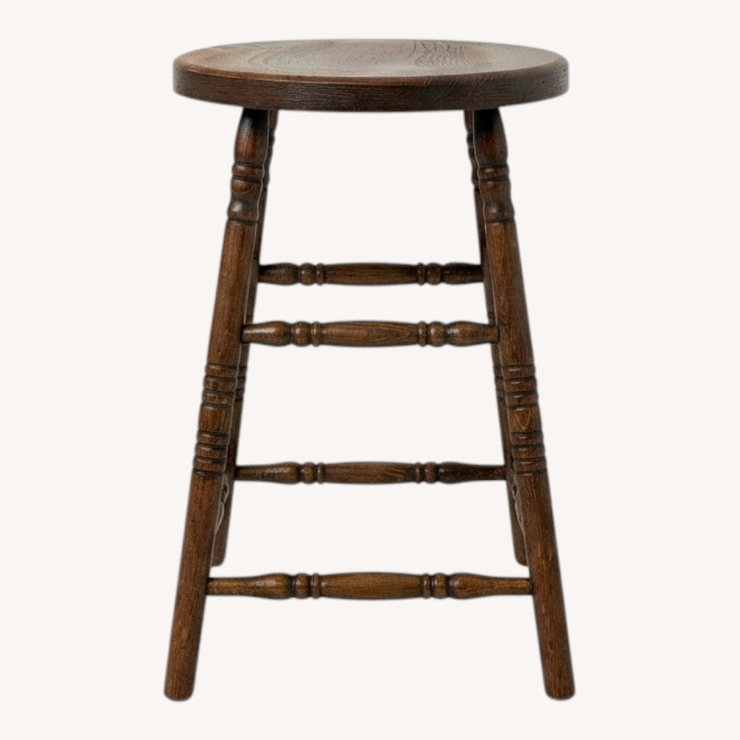 Antique Farmhouse Stool with Turned Legs - image-0