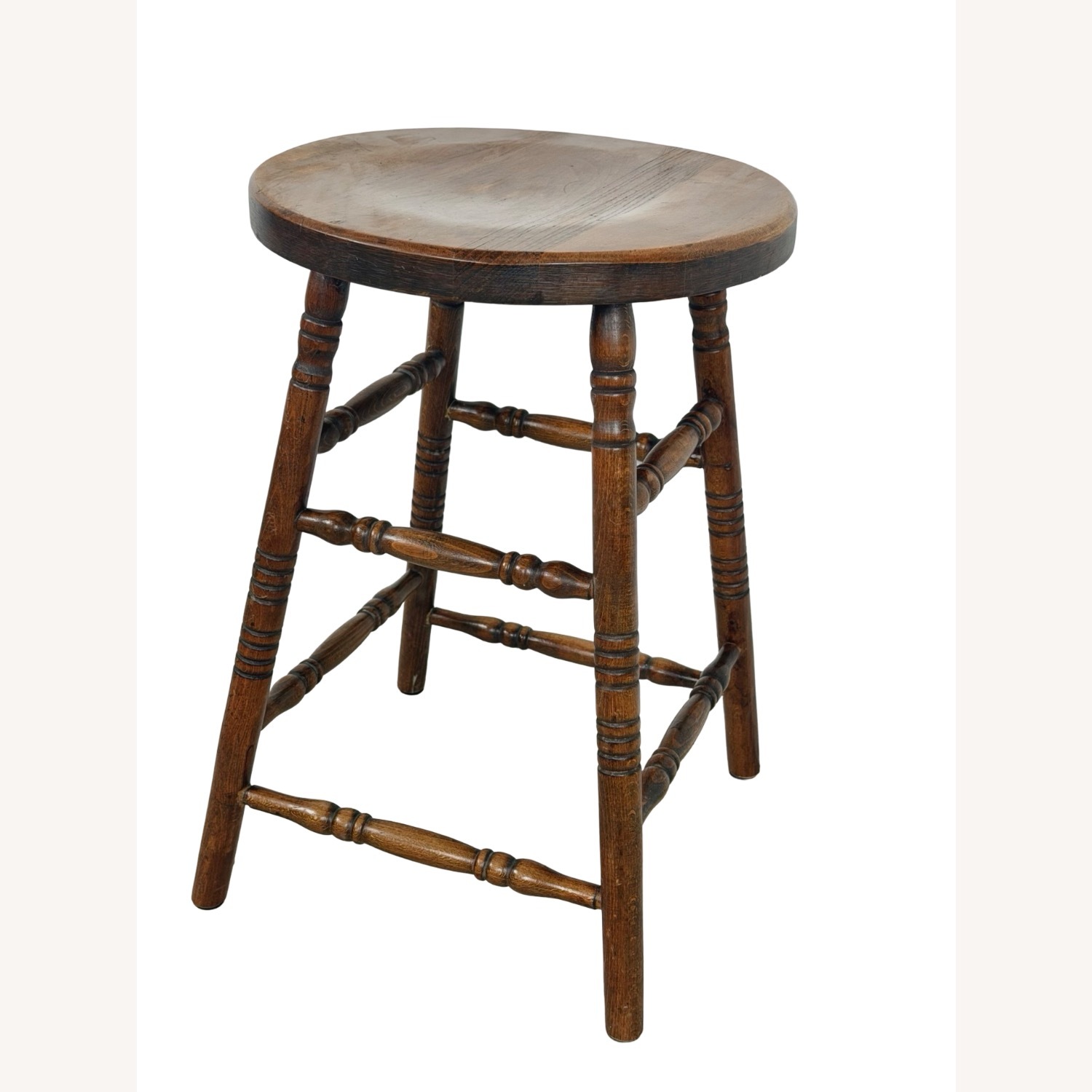 Antique Farmhouse Stool with Turned Legs - image-6