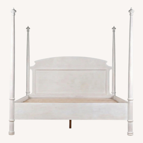 Used Mecox White Four-Poster Canopy King Bed  for sale on AptDeco