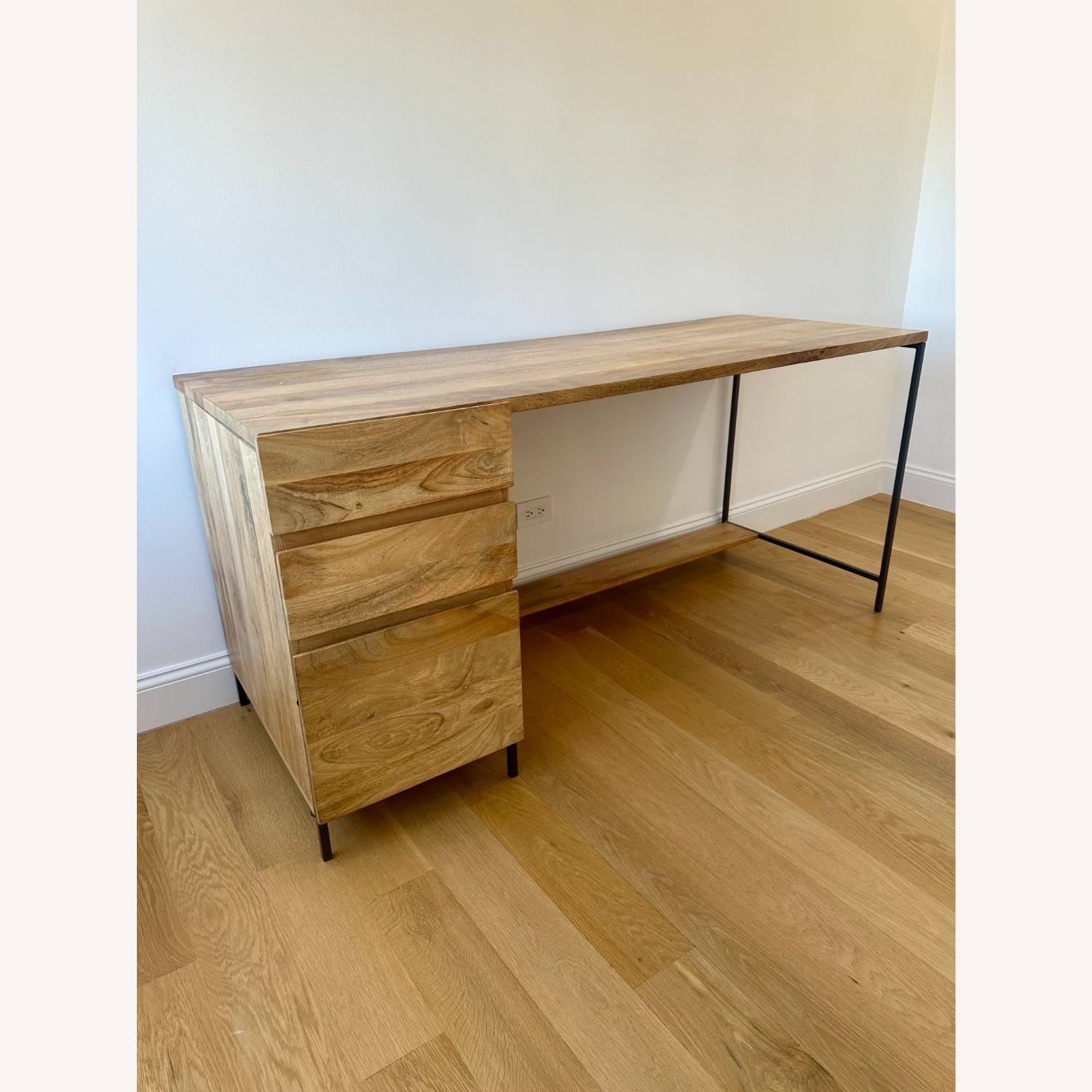 West Elm Solid Wood Modular Desk W File Cabinet - image-1