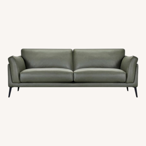 Used Macy's Green Leather 2 Seater Sofa for sale on AptDeco
