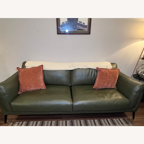 Used Macy's Green Leather 2 Seater Sofa for sale on AptDeco